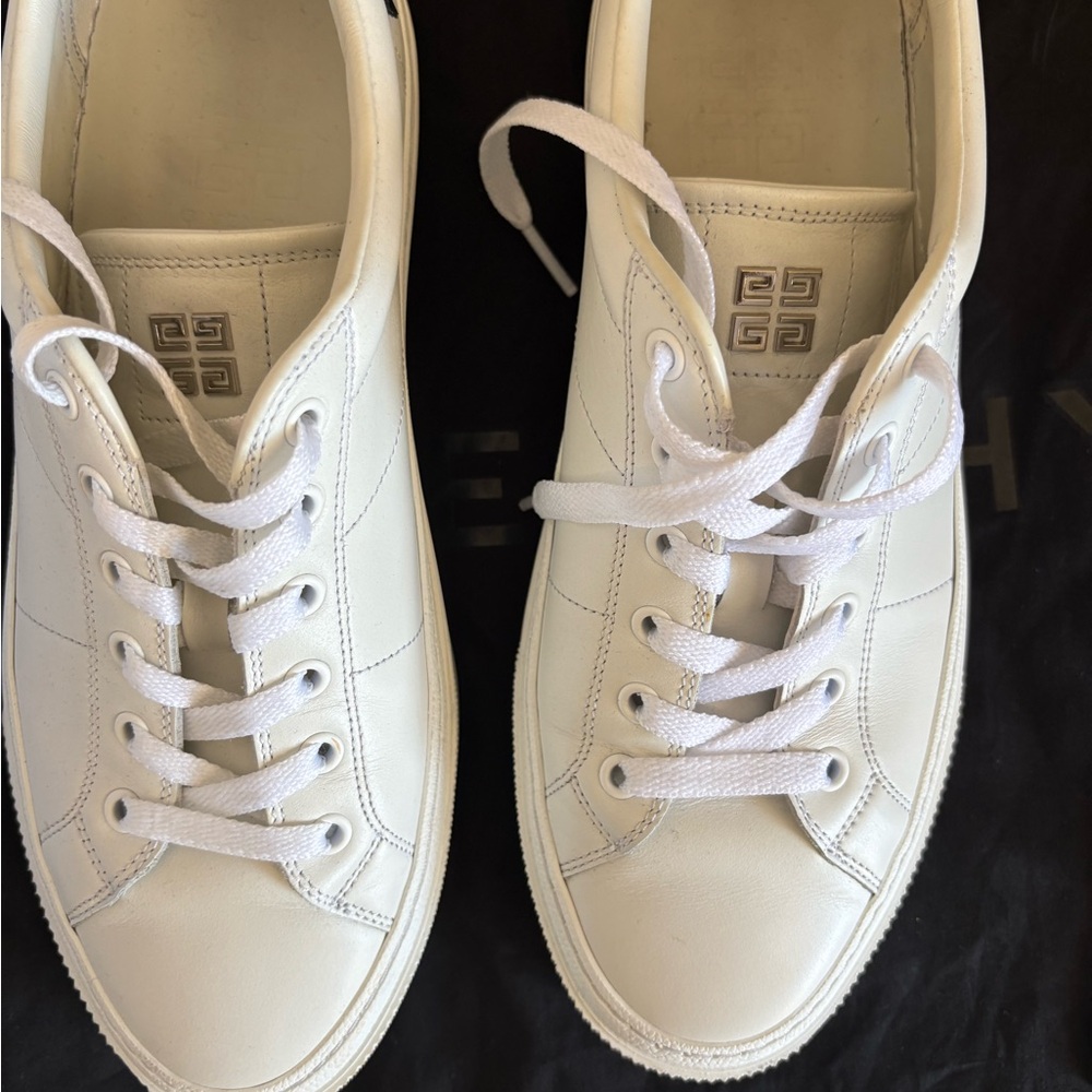 Givenchy Cream and Black Leather Sneakers